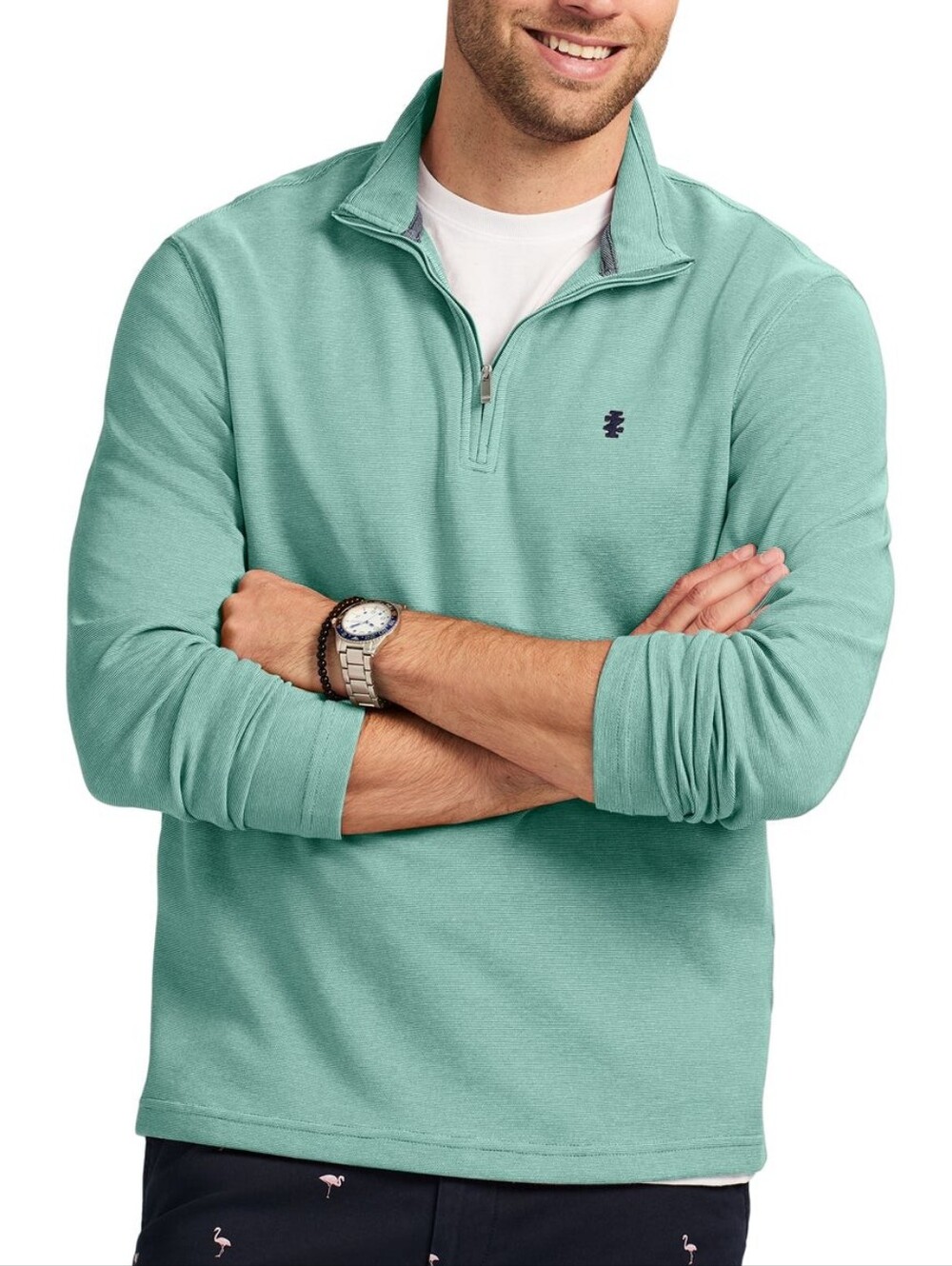Izod Men's Feeder Stripe Quarter Zip Pullover New Size Medium